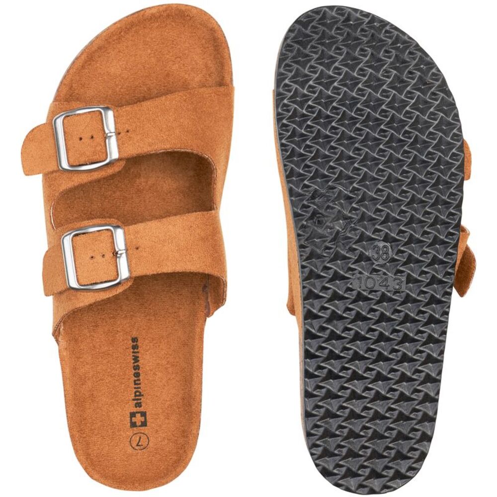 Alpine Swiss Womens Double Strap Slide Sandals EVA Sole Flat Comfort Shoes - Picture 4 of 8